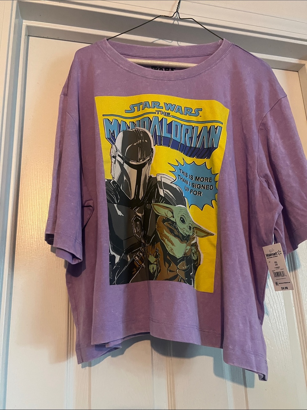 NWT Star Wars Purple Short Sleeve Tee with Mandalorian & Grogu Graphic
